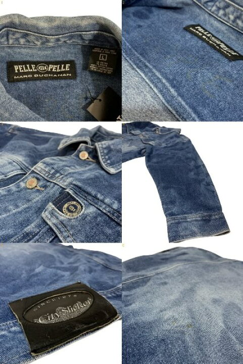 楽天市場】00s PELLE PELLE Bleached Denim Jacket 青 L ペレペレ 