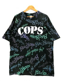 USA製 90s COPS Full Print S/S Tee 黒 XL 全米警察24時 コップス 半袖 Tシャツ 総柄プリント テレビT ドラマT ブラック 【中古】