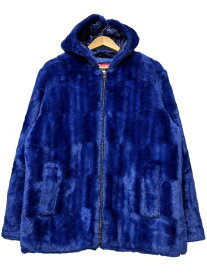 15AW SUPREME Faux Fur Hooded Zip Jacket 青 M シュプリーム フォックス ファージャケット ブルー 2015秋冬 古着 【中古】