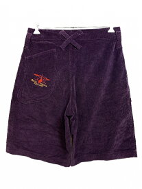 USA製 90s SANTA MONICA AIRLINES Corduroy Shorts 紫 W33 サンタモニカエアライン SMA コーデュロイショーツ 太畝 XS スキップイングロム 【中古】