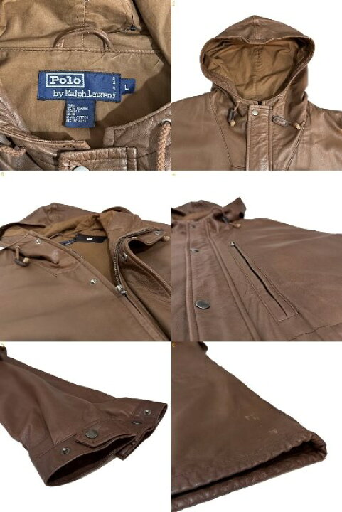 楽天市場】90s Polo Ralph Lauren Leather Mountain Parka 茶 L ポロ 
