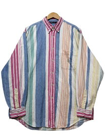 90s NAUTICA Multi Stripe Cotton BD L/S Shirt マルチカラー L ノーティカ 長袖 シャツ ストライプ ボタンダウン 古着 【中古】