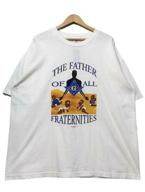 USA製 90s "THE FATHER OF ALL FRATERNITIES" Print S/S Tee 白 XXL フリーメイソン 半袖 Tシャツ Freemasonry ホワイト 古着 【中古】
