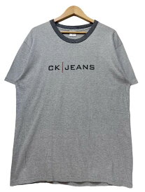 USA製 00s Calvin Klein Jeans Logo Ringer S/S Tee 灰 M カルバンクライン ジーンズ リンガーTシャツ 半袖 Tシャツ CK グレー 古着 【中古】