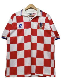 90s lotto "96 CROATIA National Team" S/S Soccer Jersey 白赤 M ロット クロアチア代表 サッカーシャツ ユニフォーム 古着【中古】