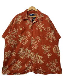 90s Polo Ralph Lauren "VINTAGE CAMP" Linen Cotton Aloha Shirt 赤 XXL ポロラルフローレン 半袖 アロハシャツ 開襟シャツ 古着 【中古】