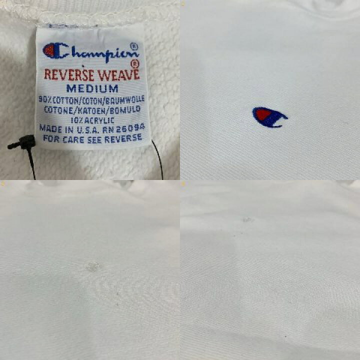 楽天市場】USA製 90s Champion Reverse Weave Sweatshirt 白 M 刺繍 