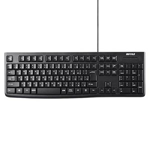 �o�b�t�@���[ BUFFALO USB�ڑ� �L���X�^���_�[�h�L�[�{�[�h �����O�P�[�u�� �u���b�N BSKBU108LBKWindows/PS4/N