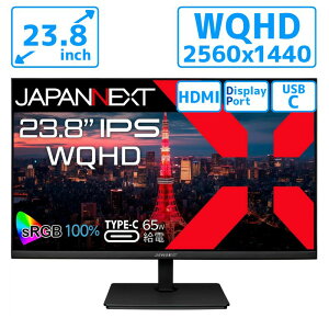 �t�����j�^�[ JAPANNEXT 23.8�C���` ���C�h �f�B�X�v���C WQHD 2560×1440 HDMI DP Type-C 65W ���d �`���g ����� 2�N�ۏ� �V�i : JN-IPS238WQHD-C65W