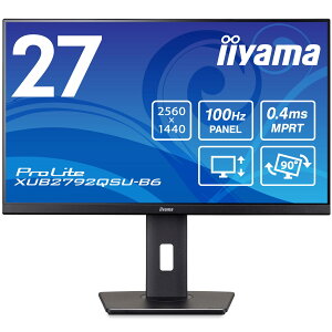 �V�i �t�����j�^�[ 27�C���` iiyama 27�^ ���C�h �t�� �f�B�X�v���C HDMI DisplayPort �Ή� IPS �p�l�� �m���O���A WQHD ���掿 PROLITE XUB2792QSU-B6 �y�����/���Ԏw��s�z