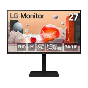 �y�労�Ӎ� �|�C���g�ő�28�{�z LG 27�^ �t��HD ( 1920×1080 ) �m���O���A IPS �p�l�� 100Hz 5ms �t�� �f�B�X�v���C HDMI Displayport D-Sub �Ή� �V�i 27BA450-B�y�������/���Ԏw��s�z
