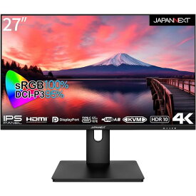 JAPANNEXT ( ジャパンネクスト ) 27型 ワイド UHD 4K ( 3840×2160 ) IPS ノングレア ディスプレイ ( JN-IPS273UHDR-C65W ) モニター HDR チルト VESA規格 27 インチ HDMI DisPlayPort