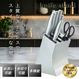 【整理収納アドバイザーが監修】 包丁スタンド 斜め おしゃれ 包丁立て 包丁入れ ナイフスタンド ステンレス ナイフラック 包丁 収納 プロ 出刃包丁 中華包丁 三徳包丁 ホルダー 収納 水切り 抗菌 衛生的 通気性 大容量 ハサミ スタイリッシュ キッチン 台所用品 シルバー