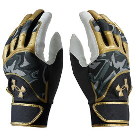ゆうパケット対応 アンダーアーマー クリーンアップ バッティンググローブ ブラック×ゴールド 両手用 1378249 001色