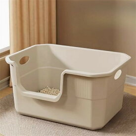 猫用トイレ 大型 オープンタイプ 大きい猫 多猫 トイレ本体 簡単掃除 清潔 飛散 一体成形 幅42×奥29×高18cm9cm 飛び散り シンプルデザイン 組み立て不要 多頭猫用トイレ スコッ