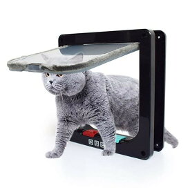 ペットドア 猫 出入り口 小型犬用 ドア 猫扉 4-way切替 ロック キャットドア 室内用 冷暖房対策 ペット用 / 小犬 小型ペット 白 ホワイト 可愛い 勝手口 フラップ 一方通行 小窓 ウインドウ 窓 Lサイズ 扉 小型犬 ドッグ ペット用品 ゲート 簡単 取付 取り付け