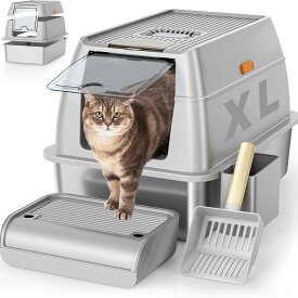 フルカバー猫トイレ 分解洗浄可能 頑丈 飛び散り防止 ニオイ漏れ防止 猫砂スコップ付き 猫用トイレ ペット用品