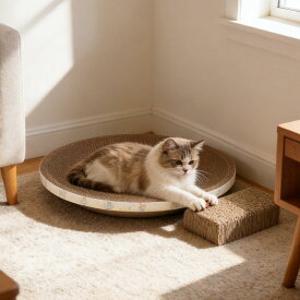 猫用スクラッチパッド 爪磨きマット 爪とぎ用品 猫の爪ケア,丸形 爪研ぎ ペット用品 - 猫用スクラッチャー 段ボール製 爪とぎ玩具 猫遊び スクラッチボード | リビングルーム アパート コーナー バルコニー フロア ベッドルーム 用
