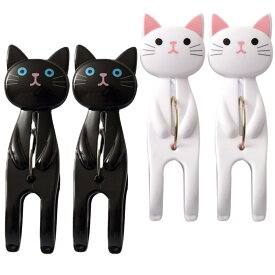家庭用洗濯ばさみ 猫型滑り止め洋服クリップ 防風ブランケットクランプ バルコニーやビーチタオル固定用 4個セット