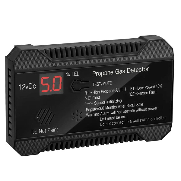 プロパン検出器 12V ガス センサー リーク アラーム 85DB サイレン 車 RV ホーム デジタル プロパン テスター メーター (ブラック)