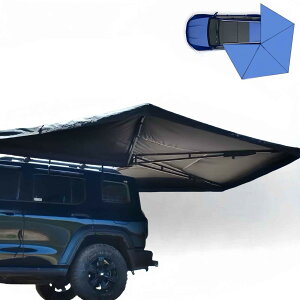 車 カーサイドテント 270°展開カーサイドタープ カーサイドタープ 車用 カーサイドオーニング オフロード車 SUV MPV 用屋外格納式オーニング 車中泊 アウトドア 設営撤収簡単 照明付き,二骨架
