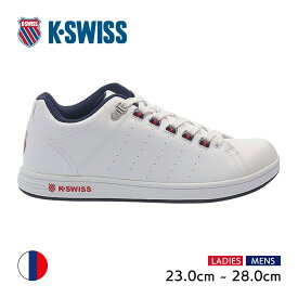 【送料無料】K・SWISS ケースイス スニーカー メンズ レディース ローカット 3色展開 通勤 通学 WHITE×NAVY×RED KS100【FT】