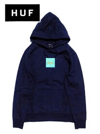 【20％OFF GW Special SALE】【メンズ プルオーバーパーカー・ネイビー】HUFハフ【DOMESTIC BOX EMBROIDERY P/O HOODIE】【PF00388】【M L XL】”ハフドメスティックボックスロゴ刺繍プルオーバーパーカー”