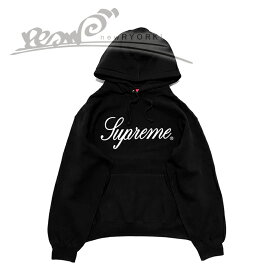 【20％OFF SALE】【メンズ プルオーバーパーカー・ブラック】Supremeシュプリーム【Raised Script Hooded Sweatshirt】【FW23SW77】”シュプリームレイズドスクリプトロゴ刺繍プルオーバーパーカー”