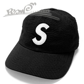 【送料無料】【楽ギフ_包装】【メンズ キャップ・ブラック】Supremeシュプリーム【Seersucker S Logo 6-Panel】【SS24H4】”シュプリームシアサッカーSロゴ6パネルキャップ”