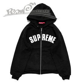 【送料無料】【楽ギフ_包装】【メンズ ジップアップパーカー・ブラック】Supremeシュプリーム【Arc Thermal Lined Zip Up Hooded Sweatshirt】【FW24SW42】”シュプリーム裏サーマルアーチロゴジップアップパーカー”