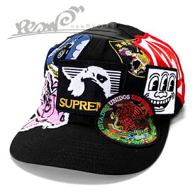【送料無料】【楽ギフ_包装】【メンズ キャップ・ブラック】Supremeシュプリーム【Patches 6-Panel】【SS25H57】”シュプリームパッチ6パネルキャップ”