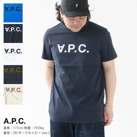 A.P.C.(アーペーセー) Tシャツ VPC メンズ 半袖カットソー(VPC-T)【正規取扱店】ロゴT 白 ホワイト ブラック 黒 ネイビー※1枚のみネコポス配送可能です。