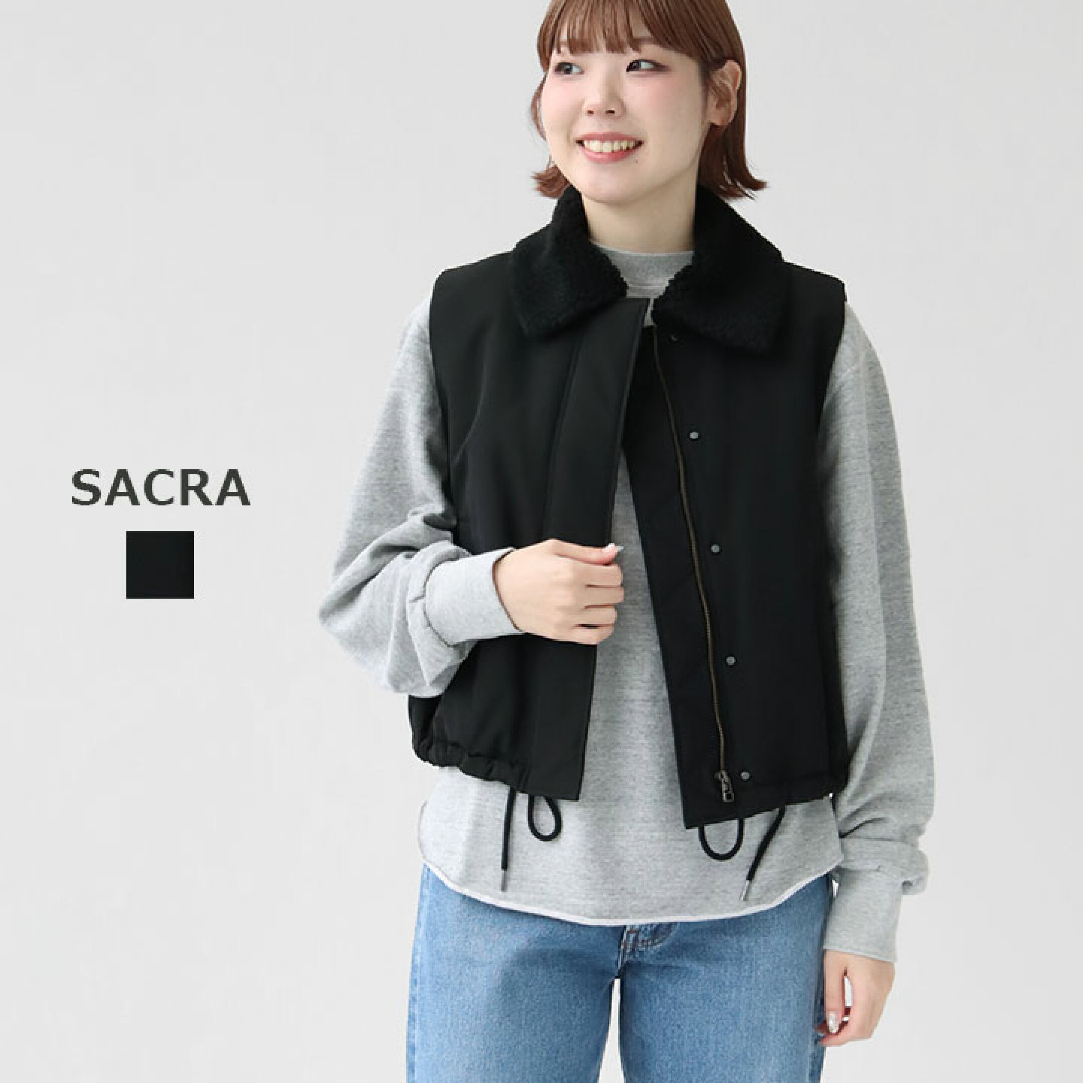  SACRA サクラ｜パディング ハイカウント タッサー ショートジレ 125605061