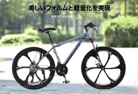 マウンテンバイク 26インチ 21段変速 MTB 自転車 ディスクブレーキ クロスバイク 泥よけ、空気入れ、ワイヤ錠のプレゼント付き 超高炭素鋼フレーム 荒野越え 通勤 通学