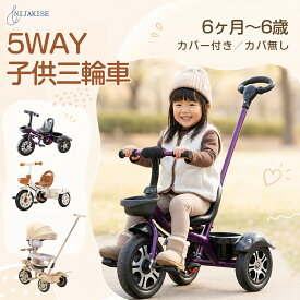 マニュアルしました！ Nijakise 5in1 三輪車 サンシェード 子供用 三輪車 コンパクト 背もたれ付き 手押し棒付き 手押し三輪車 1歳 2歳 手押し 子供用 バランスバイク キッズバイク 子供 室内 乗り物 おもちゃ おしゃれ キックバイク かわいい