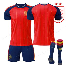 25-26 スペイン代表 ホーム サッカーユニフォーム 9番 ガビ 19番 ヤマル サッカーウェア キッズ 大人用 半袖 上下セット 3点セット ソックス付き スポーツウェア トレ