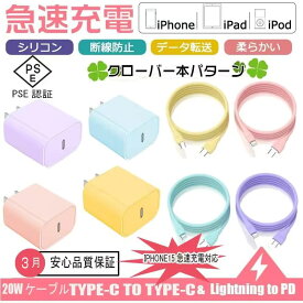 【90日間の製品保証]【PSE認証】iPhone急速充電器 20W ケーブルTYPE-C TO TYPE-C & Lightning to PD 柔らかい シリコン 断線防止 データ転送 安心品質保証 IPHONE15 急速充電対応 ACアダプター Lightning充電ケーブル iPhoneケーブル