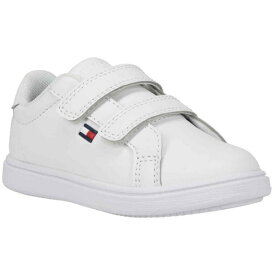 【SALE】14cm〜17cm TOMMY HILFIGER トミーフィルフィガー ベルクロシューズ スニーカー 靴 子供 ジュニア キッズ 男子 女子 TH ICONIC COURT ALT WHITE SMOOTH PU TH100941