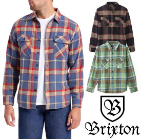 BRIXTON ブリクストン BOWERY L/S FLANNEL ネルシャツ 長袖 チェック フランネル アウター ロング トップス SKATE スケート ストリート ロゴ [HEATHER GREY,BLUE/RED,TOFFE, JOE BLUE,OCEAN]