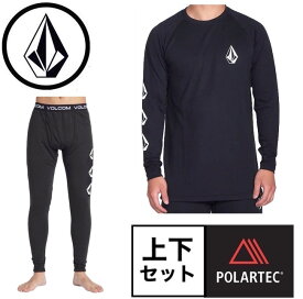 VOLCOM ボルコム JP Polartec PD 1st Lyer Tops Bottoms トップス ボトムス 上下セット ポーラテック ファーストレイヤー インナー 防寒 スノーボード スケボー スポーツ アウトドア ロゴ メンズ [BLACK]