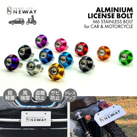 ナンバーボルト2個セット アルミ製カラー M6ステンレスボルトセット ドレスアップパーツ 自動車 バイク盗難防止 アクセサリー カスタムパーツ ミニホイールタイプ コトラックス