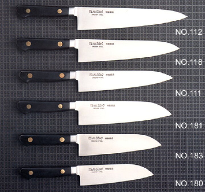 楽天市場】ミソノ 【MISONO】 スウェーデン鋼 三徳包丁 180mm No.181 