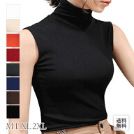 ハイネック ノースリーブ タートルネック タンクトップ 袖なし レディース Tシャツ カットソー インナー …