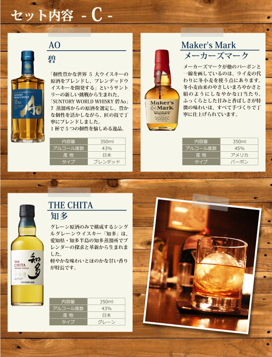 楽天市場】ウイスキー 飲み比べ 入門セットC 350ml×3本セット 