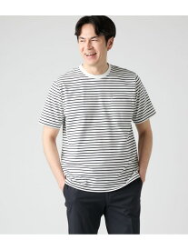 【SALE／50%OFF】【接触冷感】先染めボーダー 半袖クルーネックTシャツ NEWYORKER MEN ニューヨーカー トップス カットソー・Tシャツ ネイビー ホワイト【RBA_E】【送料無料】[Rakuten Fashion]