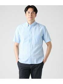【SALE／50%OFF】ハケメワッシャーストライプ 半袖ショートボタンダウンシャツ NEWYORKER MEN ニューヨーカー トップス シャツ・ブラウス ブルー パープル ネイビー【RBA_E】【送料無料】[Rakuten Fashion]