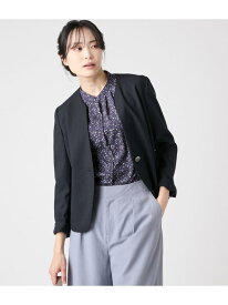 【SALE／52%OFF】【L】ポリエステルブッチャー ノーカラー1釦ジャケット NEWYORKER WOMEN L-SIZE ニューヨーカー エルサイズ ジャケット・アウター テーラードジャケット・ブレザー ネイビー ホワイト【RBA_E】【送料無料】[Rakuten Fashion]