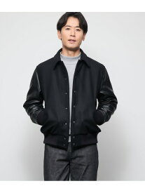 NEWYORKER MELTON スタジアムジャンパー NEWYORKER MEN ニューヨーカー ジャケット・アウター その他のジャケット・アウター ブラック【送料無料】[Rakuten Fashion]