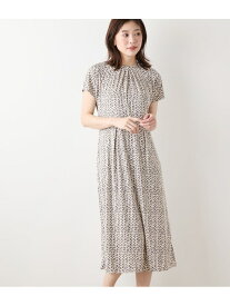 【SALE／30%OFF】ポリエステル強撚スムース 幾何学プリント フレンチスリーブワンピース NEWYORKER WOMEN ニューヨーカー ワンピース・ドレス ワンピース ブルー ブラウン【RBA_E】【送料無料】[Rakuten Fashion]