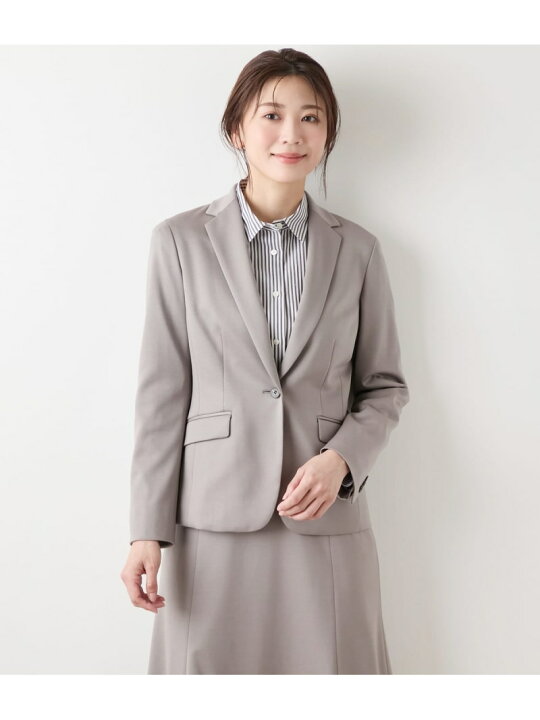 L ウォッシャブル モクロディクリア ノッチドラペル1釦ジャケット NEWYORKER WOMEN L-SIZE ニューヨーカー エルサイズ ジャケット・アウター テーラードジャケット・ブレザー グレー ネイビー RBA E Rakuten Fashion